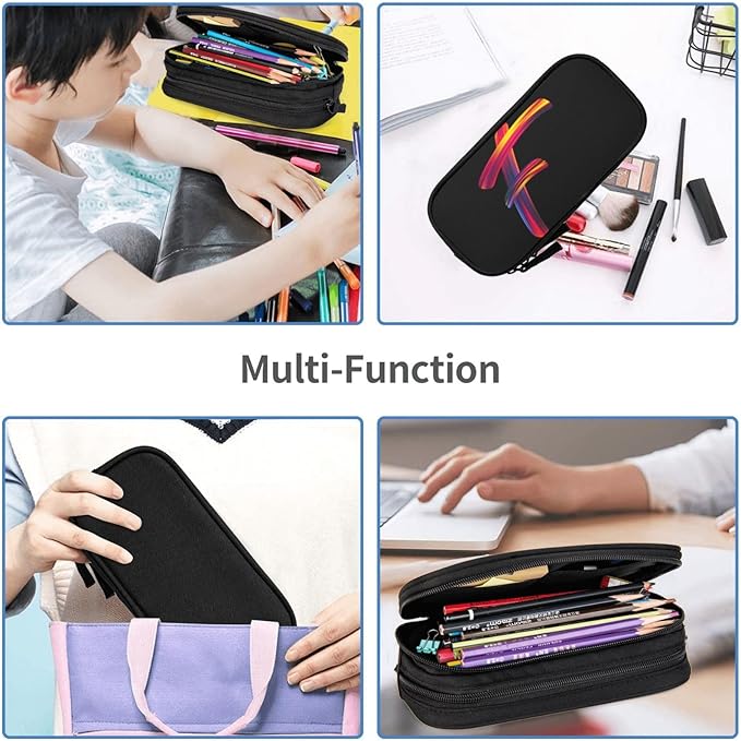 Pazacon Cute Initial Pencil Case for Kids Students, Large Capacity Pencil Pouch for Boys Girls, Letter Design Pencil Box Pen Bag Office Stationery Organizer, Rainbow Letter F