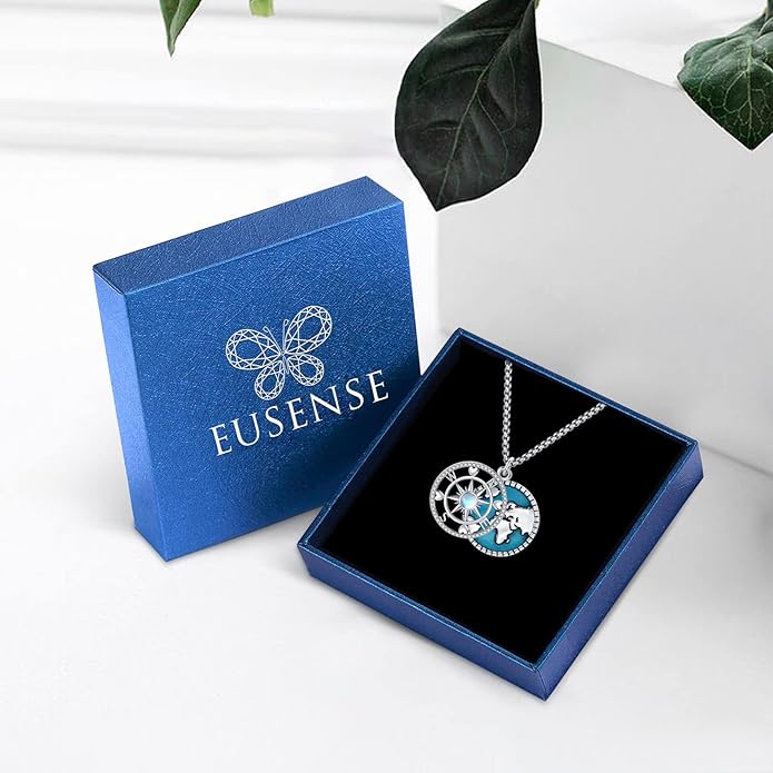 Compass Necklace for Women Men 925 Sterling Silver Pendant Urn Necklaces for Ashes Picture Locket Necklace Anchor Necklace Viking Necklace Crystals CZ Moonstone Abalone Shell Turquoise Compass Jewelry