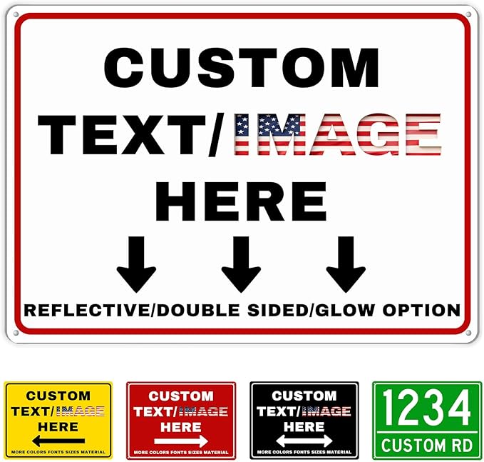 Custom Directional Arrow Sign, Glow in the Dark/Reflective Option, Personalized Metal Address Plaque, Customize for Business Logo, Office, Home, Yard, Outdoor 10''x7''