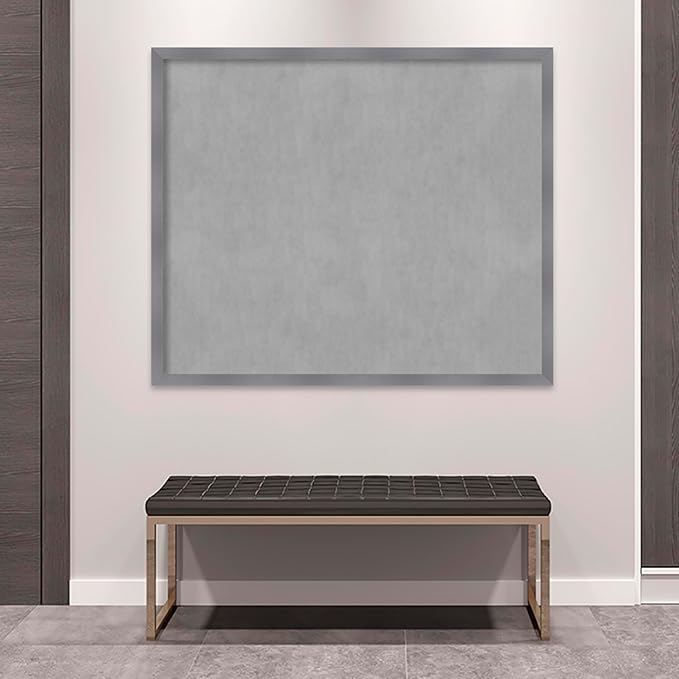Amanti Art Grey Framed Magnetic Board 42x50 Oversize Vision Board for use with Magnets, 100% Metal Sheet to Display Items as Office Decor or for Home Organization in mudroom, Kitchen or Kids Room