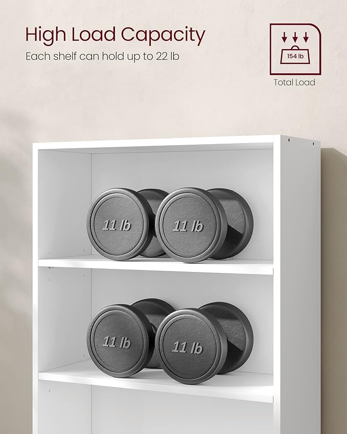 VASAGLE Set of 2 Bookshelves, 23.6 Inches Wide, 6-Tier Open Bookcases with Adjustable Storage Shelves, Floor Standing Units, Cloud White ULBC166T14-2