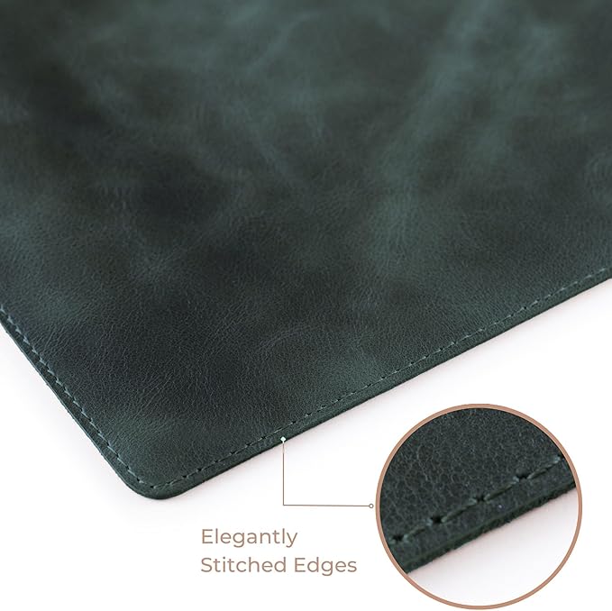 Node Leather Calfskin Leather Desk Pad – Executive Office Desk Mat with Non-Slip Bottom – Smooth Surface for Mouse & Keyboard – Large Desk Protector 18 3/4" x 35 3/4" – Real Leather Desk Blotter