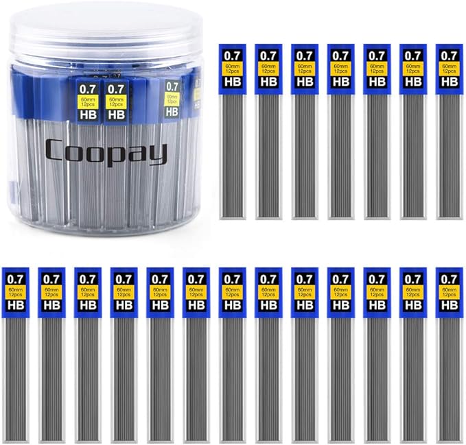 Coopay 600 Pieces Lead Refills 0.7 mm HB Break Resistant Mechanical Pencil Refills, 12 Pack Per Tube, 50 Tubes(0.7 mm)