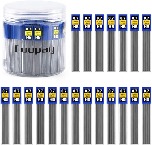 Coopay 600 Pieces Lead Refills 0.7 mm HB Break Resistant Mechanical Pencil Refills, 12 Pack Per Tube, 50 Tubes(0.7 mm)