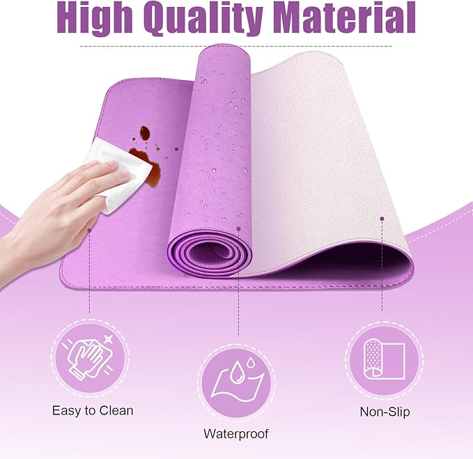 Desk Pad Protector, Leather & Suede Desk Mat, Non-Slip Desk Pad Mat, Large Mouse Pad, Waterproof Desk Blotter Mat, Desk Cover for Office, Home (Lilac, 23.6" x 13.7")