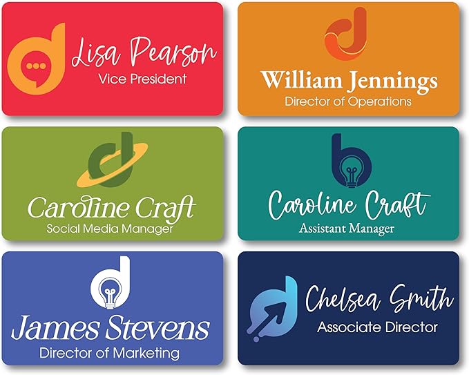 Custom Name Tag Full Color with Logo Magnetic Back | Name Badges for Business | Metal Name Tags ID Badges for Employees | Personalized Name Tags | Magnetic Name Tags Personalized (3x1.5 Inches)