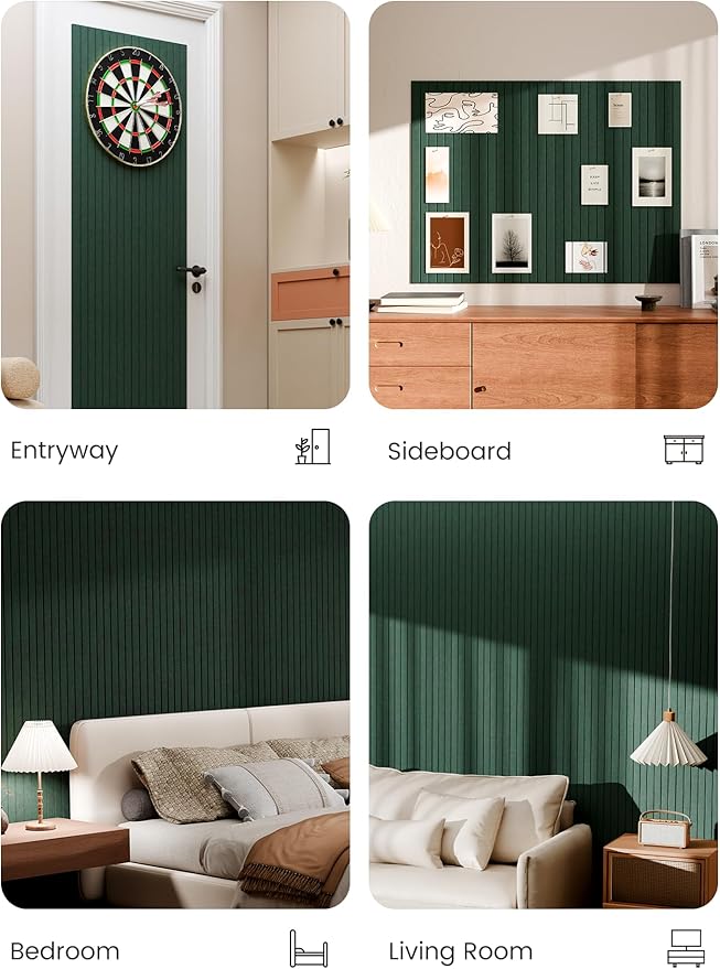 Bumusty Large Felt Bulletin Board 48" x 36" Cork Board Alternative-12 Pack with 70 Safe Removable Adhesive Tabs, Cork Boards for Walls Cork Board for Home Office Classroom Pin Board (Aurora Green)