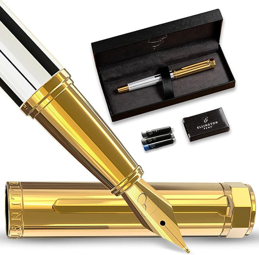 Ellington Pens Luxury Fountain Pen Set - Extra Fine Nib- Includes 3 Ink Cartridges, Refillable Ink Converter, Gift Box- Fountain Pens For Writing, Calligraphy, Journaling, Sketching (Master Chopin)