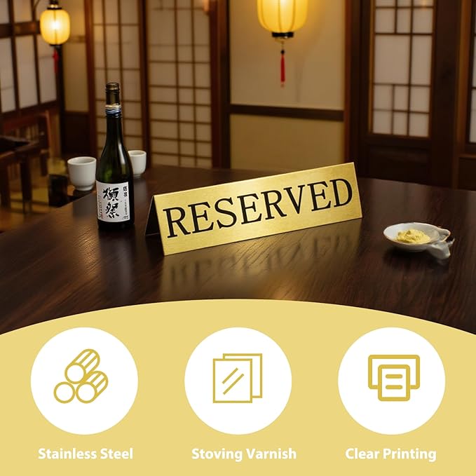 6PCS Reserved Table Signs Set,Reserved Seating Signs for Weddings and Important Events, Table Card Holders,Suitable for Reserving Seating in Restaurant Tables