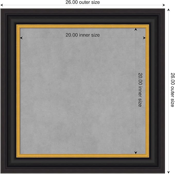 Amanti Art Black Framed Magnetic Board 26x26 Medium Vision Board for use with Magnets, 100% Metal Sheet to Display Items as Office Decor or for Home Organization in mudroom, Kitchen or Kids Room