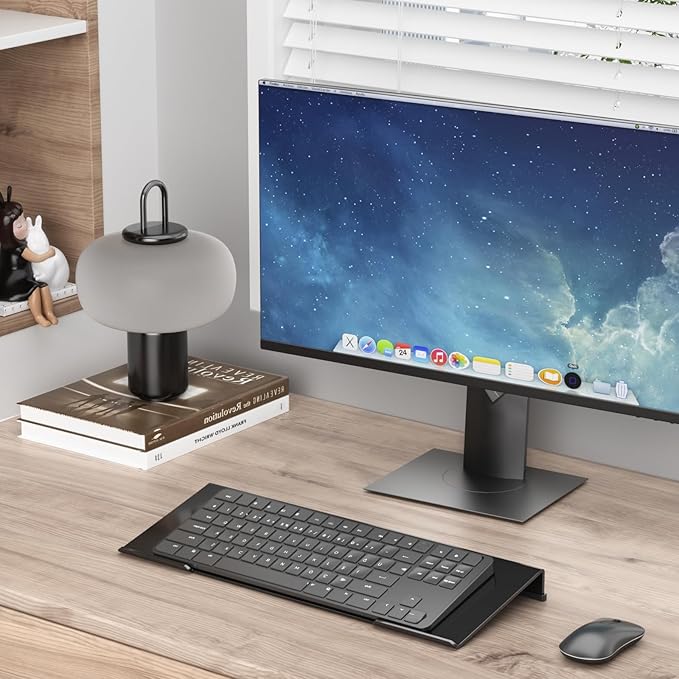 Beego Ergonomic Computer Keyboard Stand - Black Acrylic Keyboard Riser Tilted Keyboard Holder Keyboard Tray with Black Non-Slip Strip for Easy Typing at Home School Office Desk Accessories