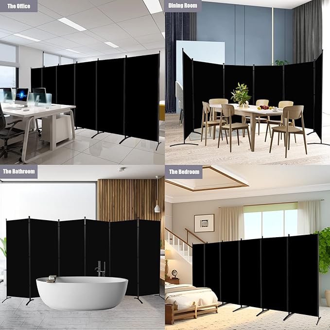 Room Divider 6FT Folding Privacy Screens, 6 Panel Partition Room Dividers w/Freestanding Design, Portable Wall Divider for Room Separtation, Fabric Screen Panel for Home Office Bedroom Dorm