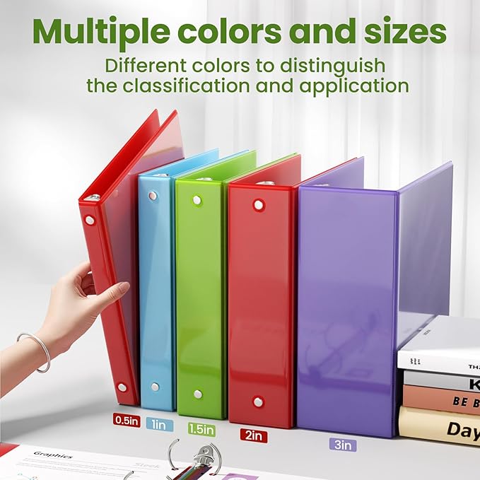 SUNEE 3 Ring Binder 2 Inch 1 Pack, Clear View Binder Three Ring PVC-Free (Fit 8.5x11 Inches) for School or Office Supplies, Tender Green
