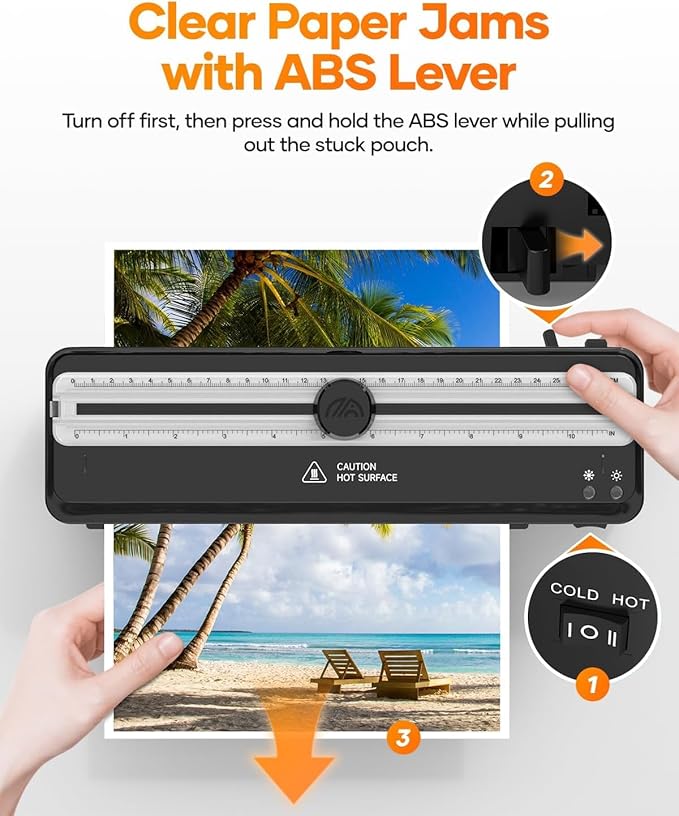 Laminator Machine with 20 A4 Laminating Pouches, Thermal and Cold Lamination Built in Cutter Quick Warm Up,9 Inch Portable Laminating Machine for Home Office School Use