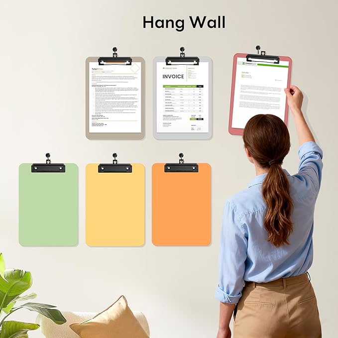 Zoenley A4 Plastic Clipboard Set of 12,Dark Colorful 12.5 x 9 Letter Size for Classroom, Students, Teacher, Nurse, 8.5 x 11 Clip Board with Low Profile Black Clip, Office & School Supplies