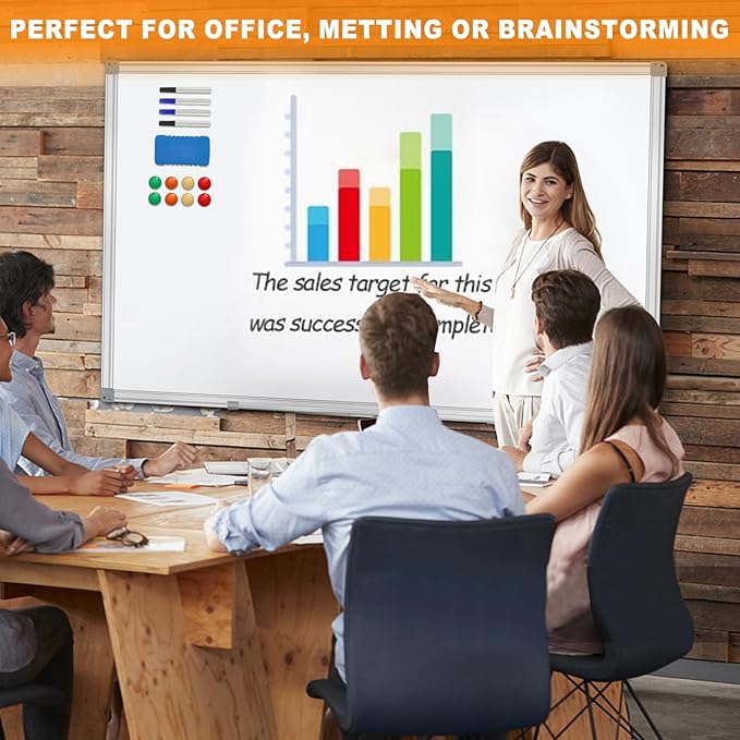 H-Qprobd 5' x 4' Dry Erase Board for Wall 60" x 48" (2 Pack) Magnetic Presentation Whiteboard with Long Pen Tray, Wall-Mounted White Boards Large Whiteboard Including 8 Markers, 16 Magnets, 2 Erasers
