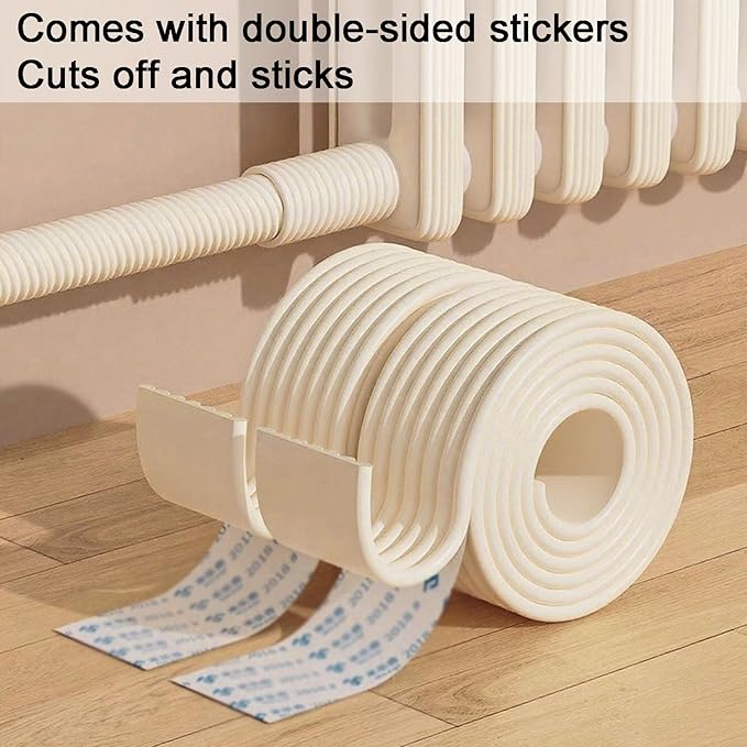 OYKSHDF Proof Edge Corner Protector, 2pcs 78.7in/200cm Furniture Safety Bumpers Guard Padding, Soft NBR Rubber Foam Adhesive Cushion, Fireplace Cabinets Table Desk Edges & Sharp Corners (Beige)