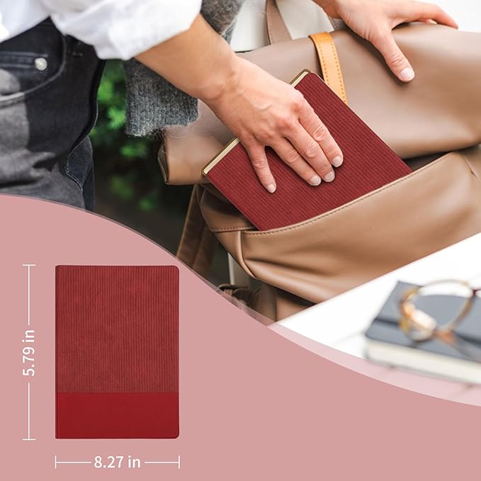 TSFPapier Lined Journal Notebook for Work College Ruled Note Book 5.79"x8.27" A5 PU Leather Daily Journaling 216 Pages for Women Men Writing Home School Supplies Business (A5 Lined 216pages, 2 Pack-Red/Darkgreen)