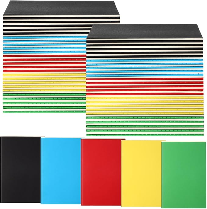 Mimorou 100 Pcs Journals Notebooks Bulk - Kraft Softcover A5 Small Notebooks 5.5 Inch x 8.3 Inch Notepads with 60 Page 30 Sheet for Writing Sketch Travel Office Supplies(Multicolor,Lined)