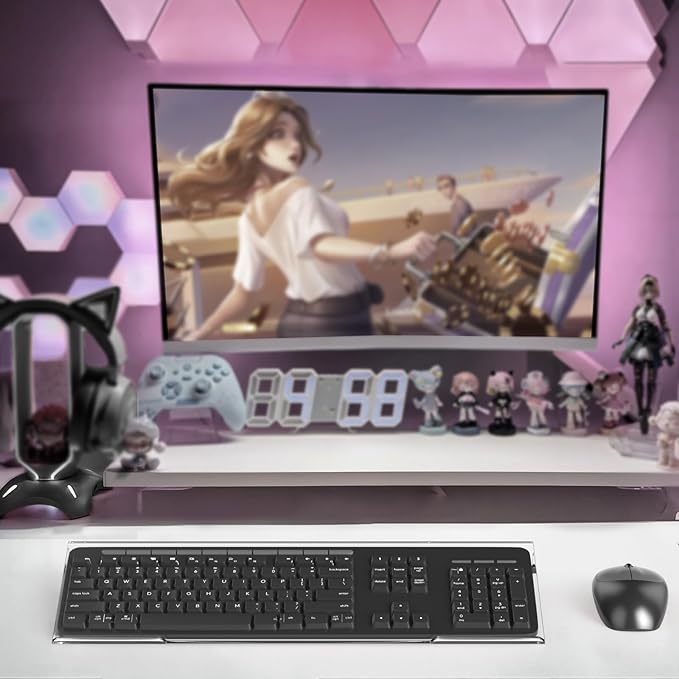 Beego Ergonomic Computer Keyboard Stand - Clear Acrylic Keyboard Riser Tilted Keyboard Holder Keyboard Tray with Black Non-Slip Strip for Easy Typing at Home School Office Desk Accessories
