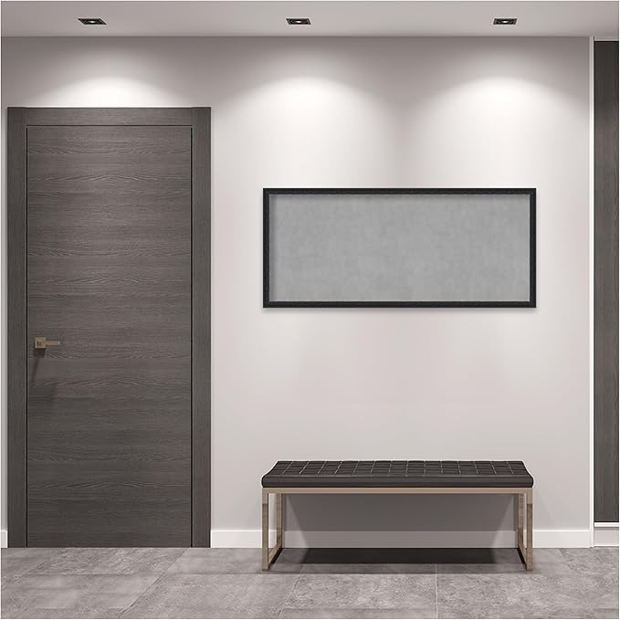 Amanti Art Black Framed Magnetic Board 22x50 Oversize Vision Board for use with Magnets, 100% Metal Sheet to Display Items as Office Decor or for Home Organization in mudroom, Kitchen or Kids Room