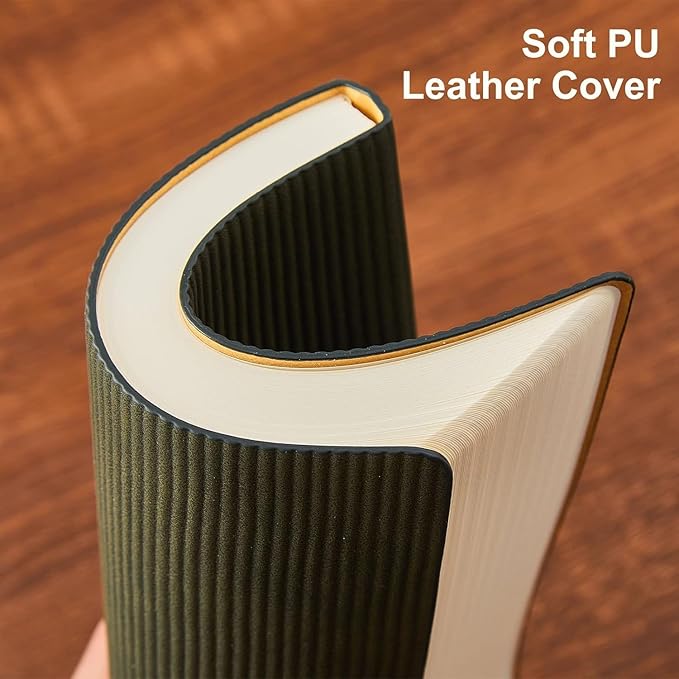 TSFPapier Lined Journal Notebook for Work College Ruled Note Book 7.2"x9.6" B5 PU Leather Daily Journaling 160 Pages for Women Men Writing Home School Supplies Business (Dark Green)