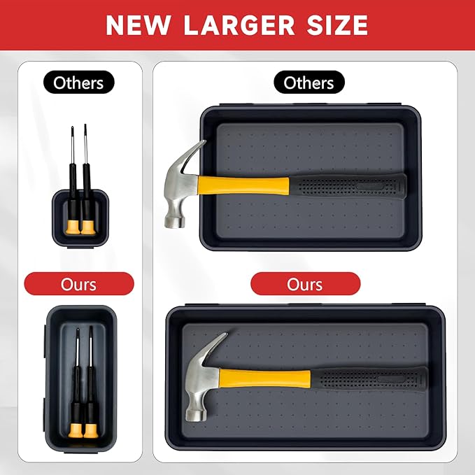 FLYVOLE Tool Box Organizer Tray, Toolbox Desk Drawer Organizer, Tool Box Tray, Toolbox Organization Storage for Rolling Tool Chest (60PCS (Black+Red))