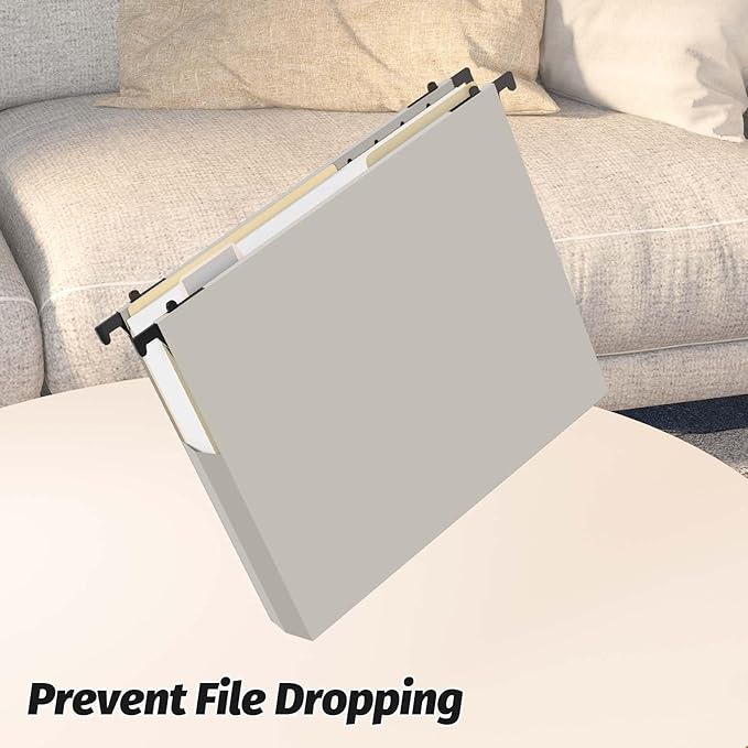 Shutex Extra Capacity Plastic Hanging File Folders,12 Pack Reinforced Expanding Hang Folder Letter Size,Accordian Pocket,Heavy Duty 2 Inch Expansion, Hard Hanging Folder Organizer for Office Home,Grey
