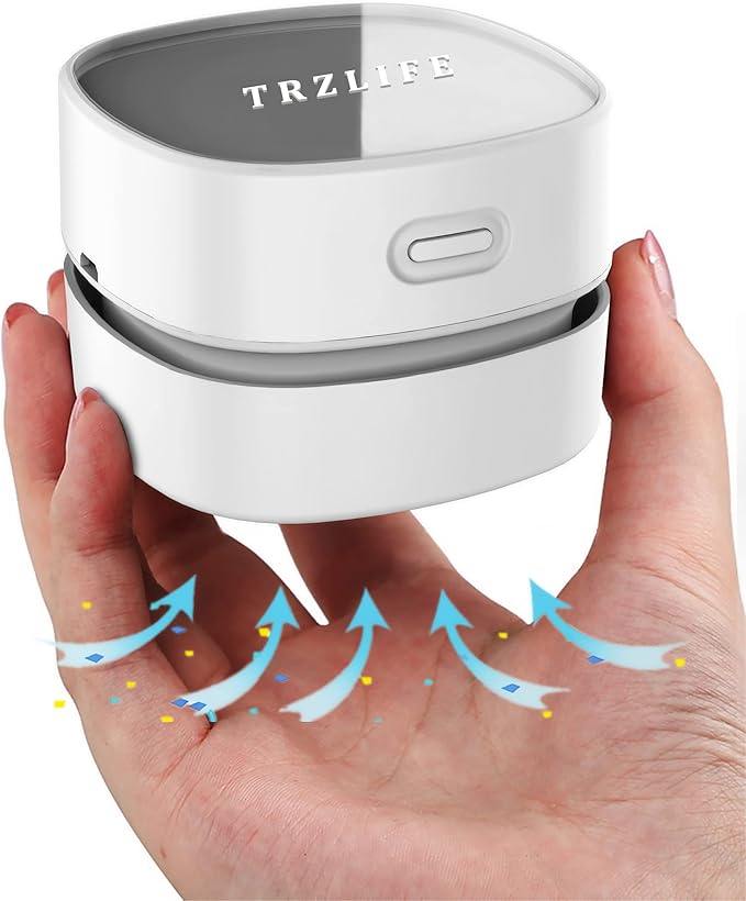 TRZLIFE Desk Vacuum Cleaner, Rechargeable and Durable Mini Desktop Vacuum with Bonus Accessories Desk Cleaner Sucks Tiny Items and Crumbs from Desktop Drawer Countertop Ideal as a Valentine's Day gift