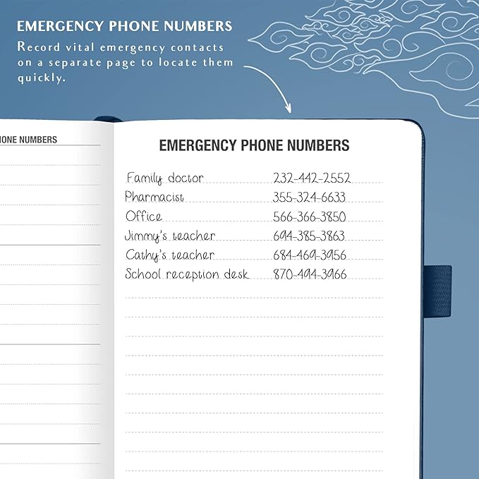 Legend Planner Address Book with Alphabetical Tabs –Telephone Contacts Book for Phone Numbers, Addresses, Passwords, Medium (Mystic Blue)
