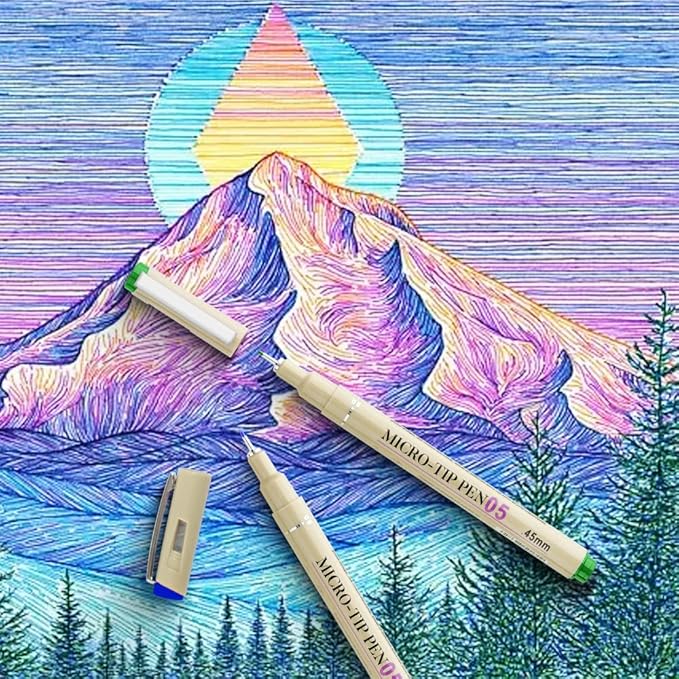 Attom Tech Art [12 Colors] 05 Micro, Fineliner Pen Set Ink, Fine Point Pen,Multi-liner, Sketching, Anime,Artist Illustrating/Technical Drawing,Office Documents