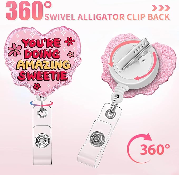 Aoryalps Retractable Badge Reel Holder Retractable with ID Clip for Nurse Nursing Name Tag Card Nursing Student Teacher Doctor Medical Assistant Work Office Clip-Gifts for Nurse