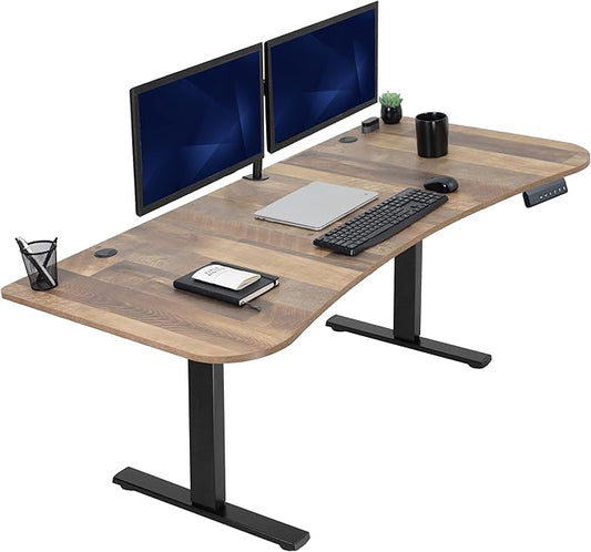 VIVO Electric 63 x 32 in Standing Desk, Memory Height Adjustment, 1B Series, Holds 220 lbs, Reclaimed Wood Top Black Frame, DESK-KIT-1B1P