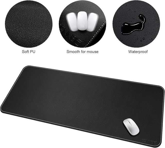 CENNBIE Leather Desk Mat, Extra Large Desk pad, Desk mats on top of desks, 51.2" x 23.6" XXXL Large Mouse Pad for Office and Home (Black)