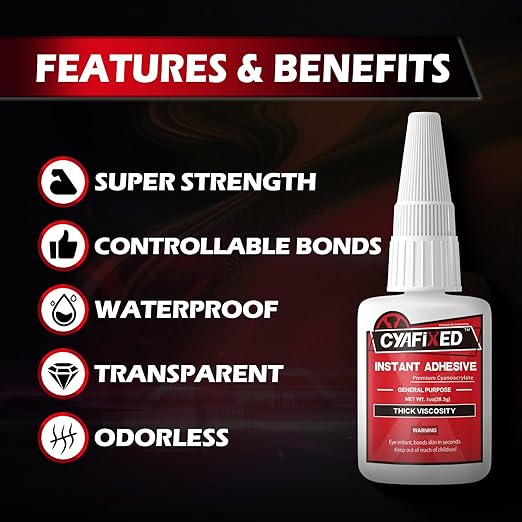 Thick Super Glue Clear Heavy Duty Ca Glue Repair Wood Furniture Plastic Crafts Shoe Sole, Instant All Purpose Cyanoacrylate Adhesive for Woodworking Ceramic Leather Metal Glass Pottery Aquarium