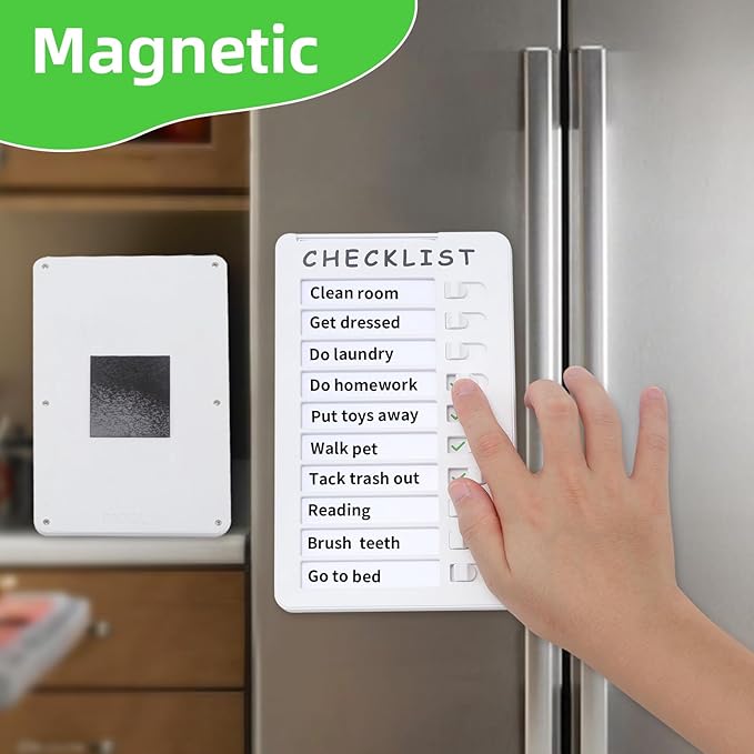 2-Pack Magnetic Dry Erase Checklist Board – Reusable Whiteboard Task Planner with Sliding Checkmarks, Includes Cards & Mounting Tape
