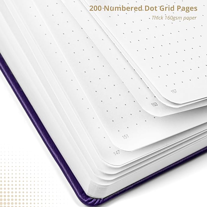 VIVID SCRIBBLES Dotted Journal – 160gsm Bleed Proof Thick White Paper – 200 Numbered Dot Grid Pages – 5.8 x 8.3 inch Dotted Notebook
