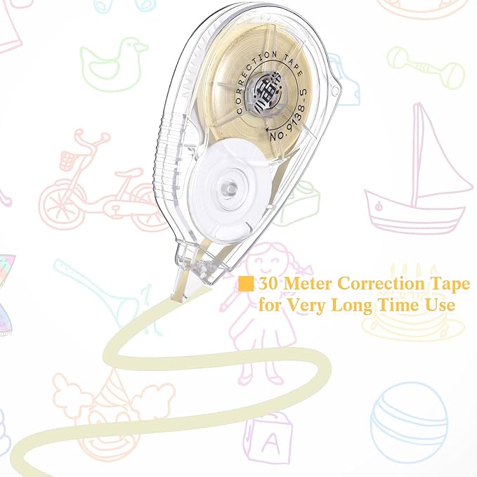 Zonon 4 Pieces Correction Tape Cream Color Beige Corrective Tape Eraser 100 Feet Long for School Office Supplies Crafting, Note Taking, Journal, Case Color May Vary
