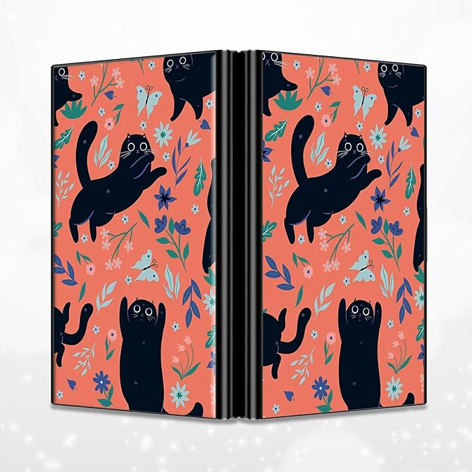 BWEGRHE Slim Credit Card Holder, Black Cat Flowers RFID Blocking Metal Wallet for Men & Women, Aluminum Minimalist Hard Case Pocket-Sized Business Cards Organizer (Fits Up to 10 Cards)