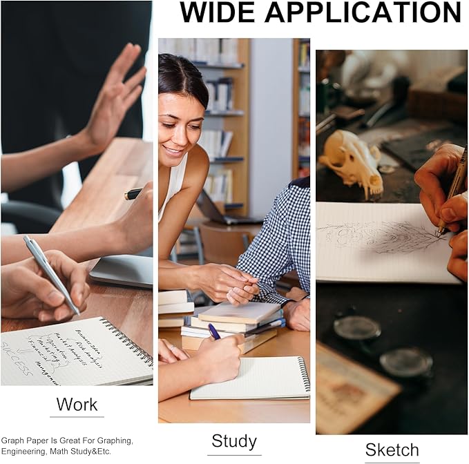 Engrowtic 3 Pack Graph Paper Spiral Notepad A5 Top Wirebound Notepad Grid Notebook Steno Pads Memo Notebook Grid Paper 140 Pages for Writing Sketching Drawing Office Supplies (Multicolor)