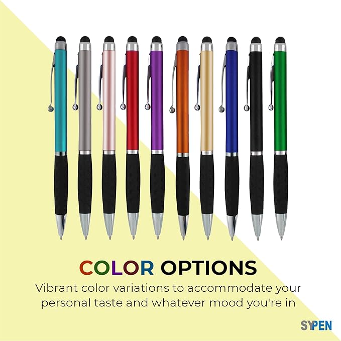 SyPen Personalized Pens With your Custom Logo or Text-600 Pack Bulk-for Businesses, Parties, and Events, 2 in 1 Ballpoint Pen & Stylus for Touchscreen Devices, L'Blue Barrel, Black Ink