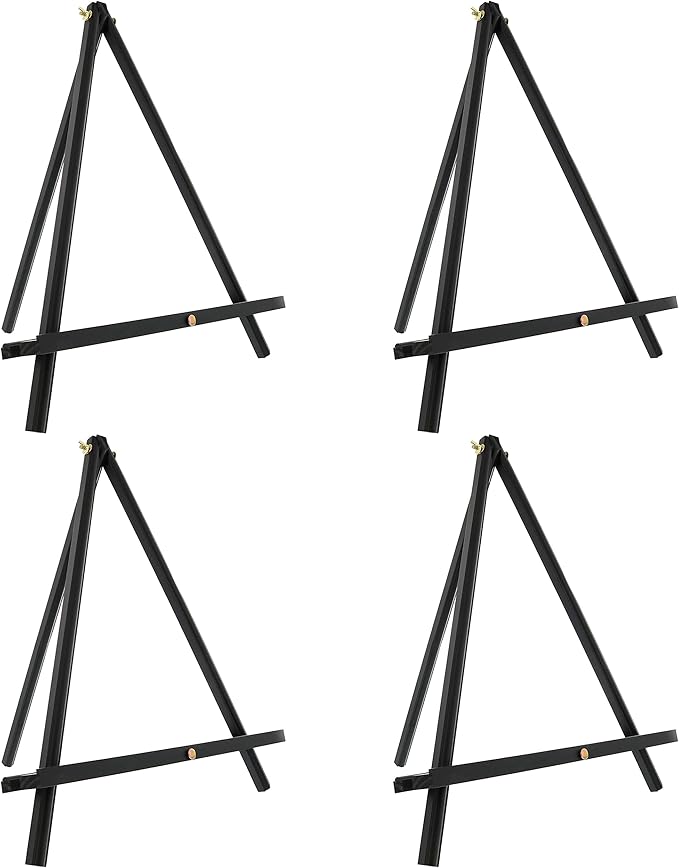 U.S. Art Supply 12" Black Wood Tabletop Easel (4 Pack) - Adjustable A-Frame Canvas Stand for Painting Party & Signs - Table Top Easel for Painting, Canvas Holder, Crafts, Photos, Pictures