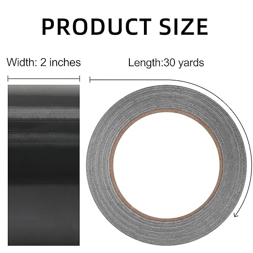 ROSEUP Duct Tape Heavy Duty Waterproof, 2 Inch x 1080 Yards, Strong Adhesive Black Duct Tape Bulk for Indoor Outdoor Repairs, Tear by Hand, (36 Pack)