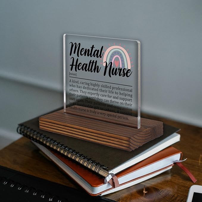 Mental Health Nurse Appreciation Gift Desk Sign, Thank You Plaque for Psychiatric Nurses Counseling Staff Office Decor Rainbow Theme PA064