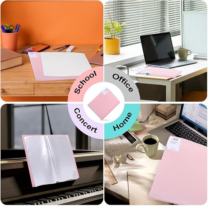 Phyxin 60-Pocket Portfolio Binder Organizer, Binder Sheet Protectors 8.5" x 11", Displaying 120 Page Plastic Folders for Documents, Document Organizer for Concert, Artwork, School & Office Use, 5 Pack