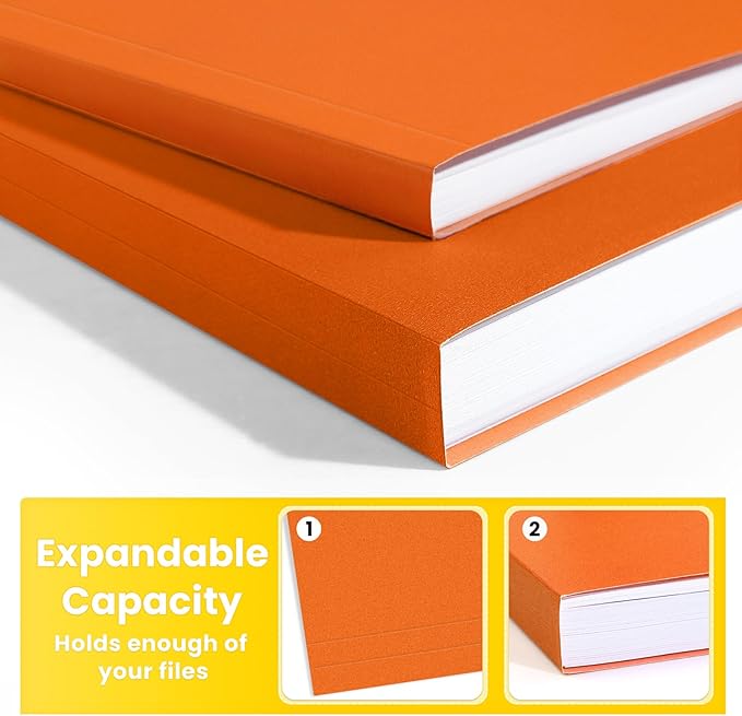 SUNEE File Folders, 30 Pack Manilla Folders 8.5 x 11, Colored File Folders Home Office School Supplies for Documents Files Paper, Orange