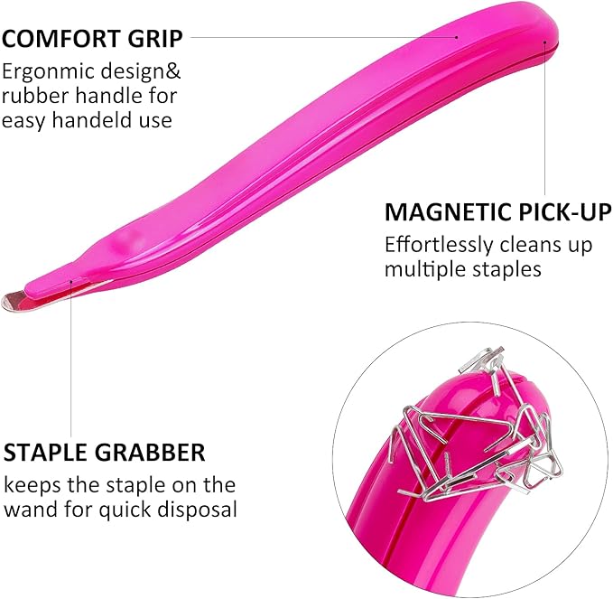ZZTX 3 PCS Professional Magnetic Staple Remover Puller Staples Remover Staple Removal Tool for School Office Home(Blue, Rose, Green)