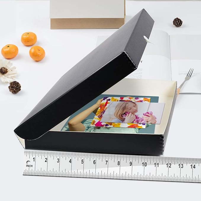 Lineco Folio Storage Box, Clamshell Design with Metal Edge. 11.5x17.5x1.75 Inches, Archival Boxboard, Preserve Photos, Cards, Magazines, Documents, Art, Ephemera, Family Records, Black, Pack of 1