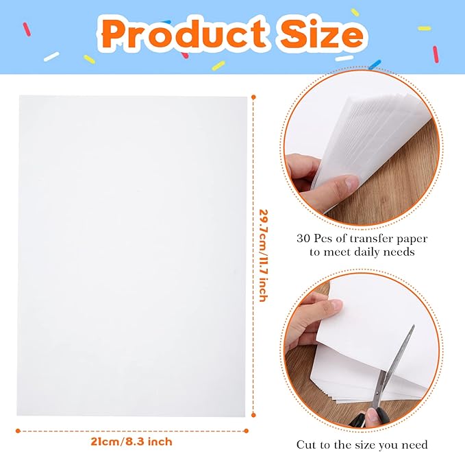 Outus 30 Pack Carbon Papers for Tracing, Graphite Carbon Copy Tracing Paper for Canvas Wood(8.5 x 11 Inch,White)
