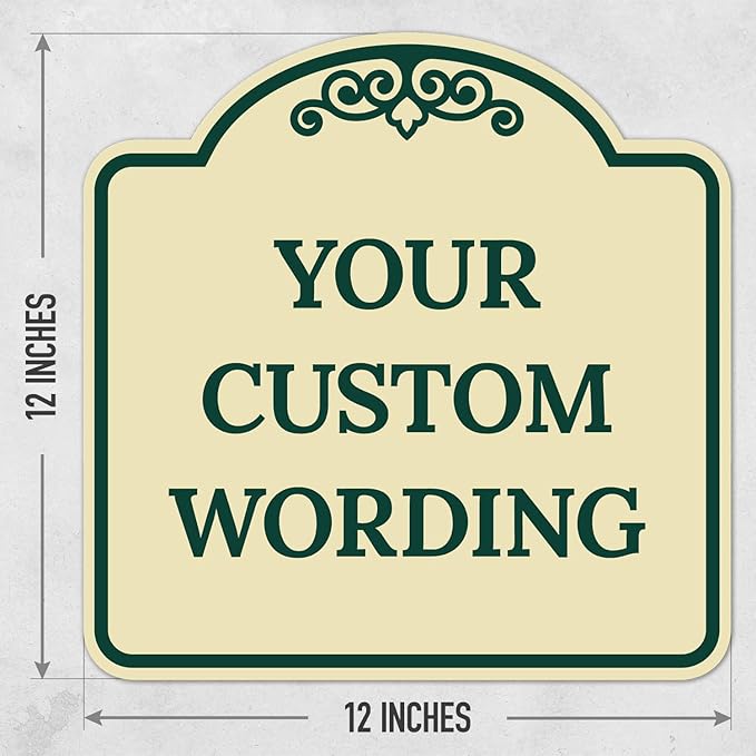 Custom Decorative Sign, Personalized Metal Sign for Business, Driveway, Home, Airbnb, Office Door Plaque, Ivory Sign, 12x12 Inches, ACM, Fade Resistant, Made in USA by Sigo Signs